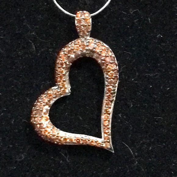 Necklace - 14k WG - RED Diamond Heart - Picture 1 of 7